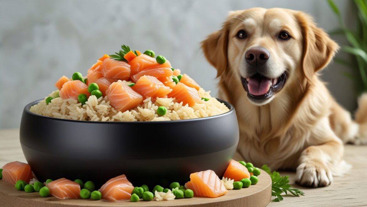 Salmon and rice dog food